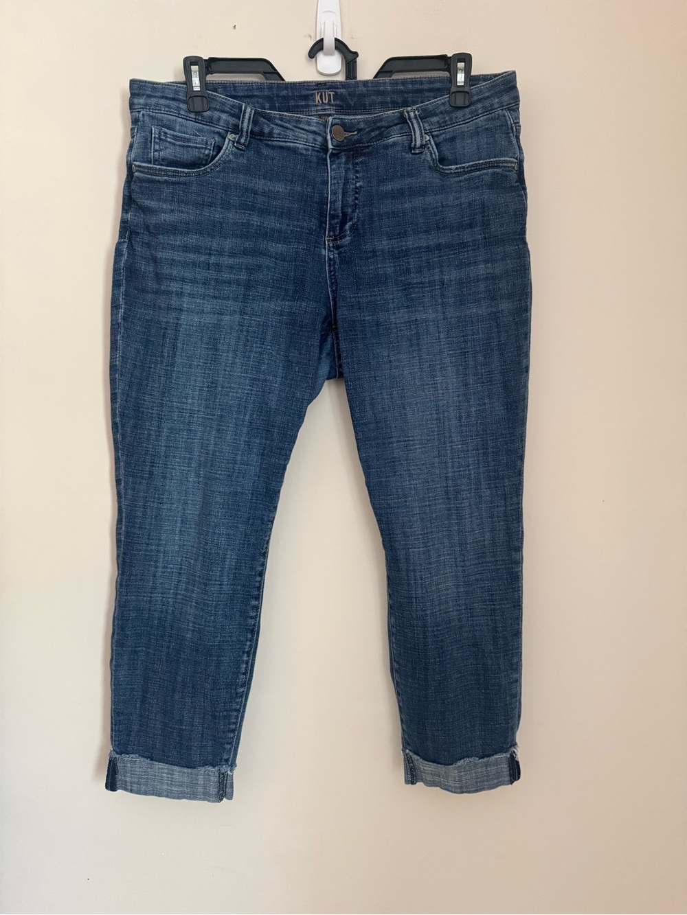 Kut From The Kloth Women’s 14W Cropped Cuffed Stretch Blue Jeans Style SP226GC9